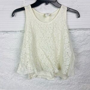 btween Ivory Floral Lace Tank Top girls size 10